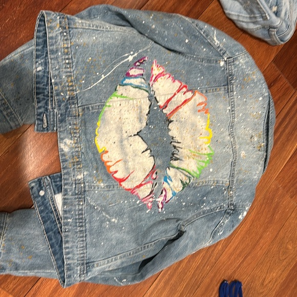 Blue splatter Jean jacket - Picture 2 of 2